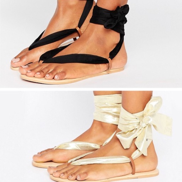 tie leg flat sandals